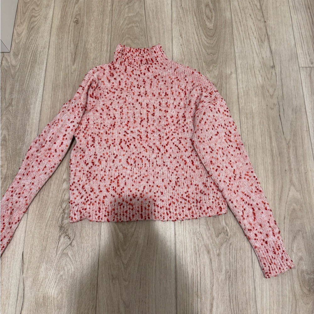 LC Lauren Conrad Red and White Cowl Neck Sweater